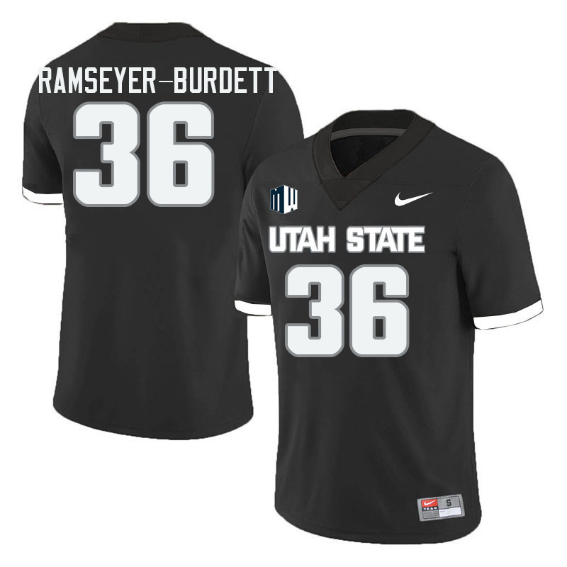 Utah State Aggies #36 Dusten Ramseyer-Burdett College Football Jerseys Stitched Sale-Black
